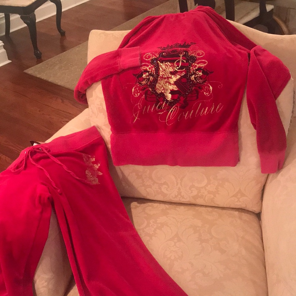 Juicy Couture Hot Pink Velour track suit Large